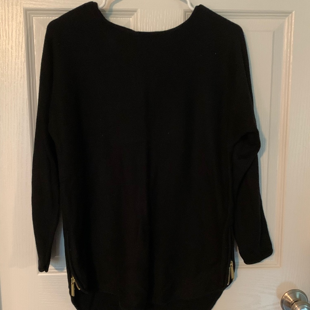 Black Michael Kors sweater, gold zipper accent